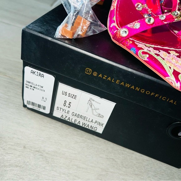 Azalea Wang Heels Hot Pink Brocade Embellished Embroidered Stiletto Heels 8.5 - Picture 8 of 11